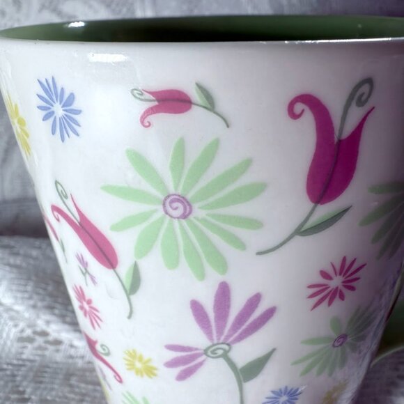Starbucks 2006 Coffee Mug - Pink, Purple Floral, Green Handle & Interior - Picture 2 of 4